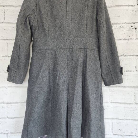 Kenneth Cole Women's Grey Lined Wool Blend Button Front Long Peacoat Size 8 - Picture 10 of 16